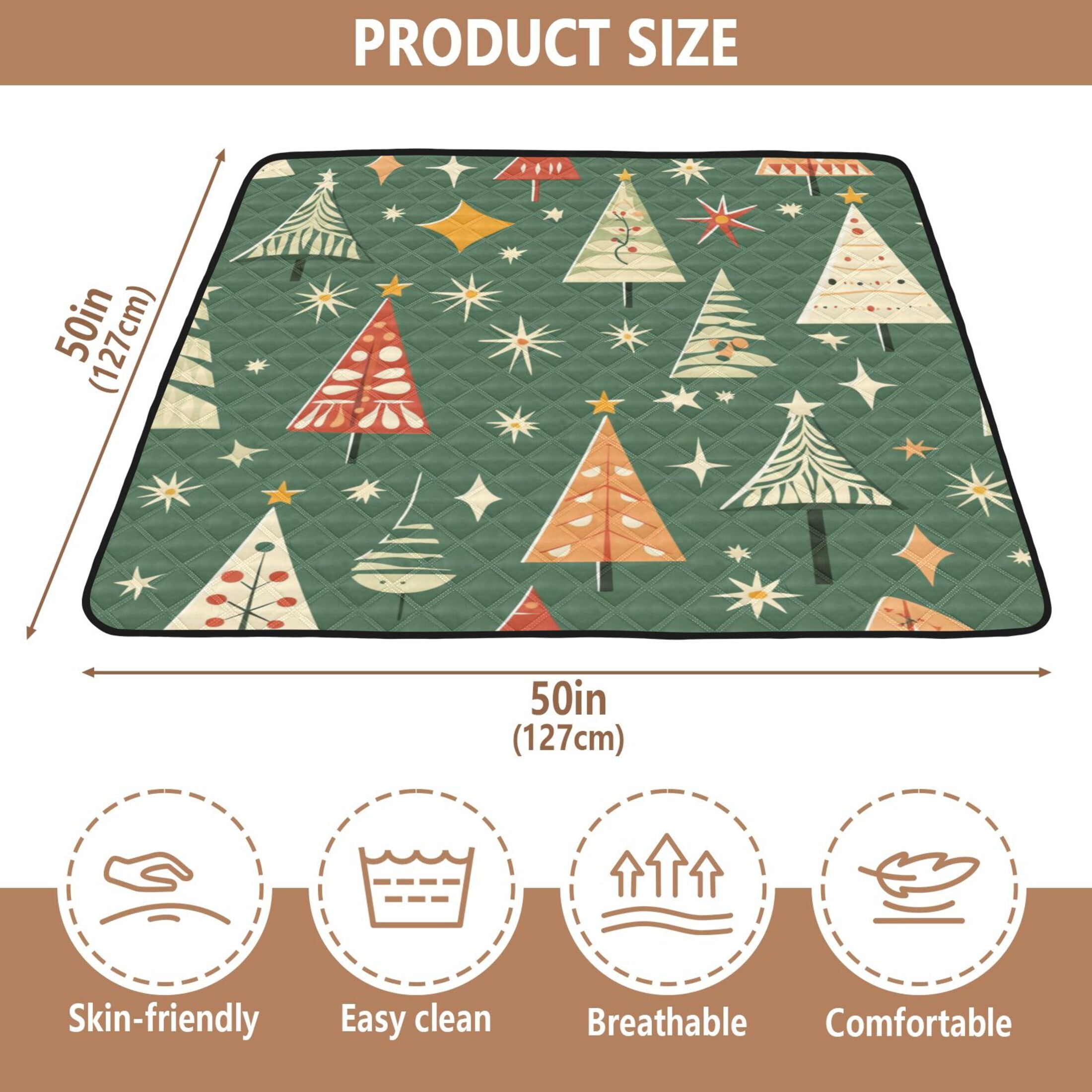 WOBOGO A Pattern Of Christmas Trees and Stars Baby Playmats Extra Large Waterproof Rollable Activity Pads for Toddlers 50×50inch