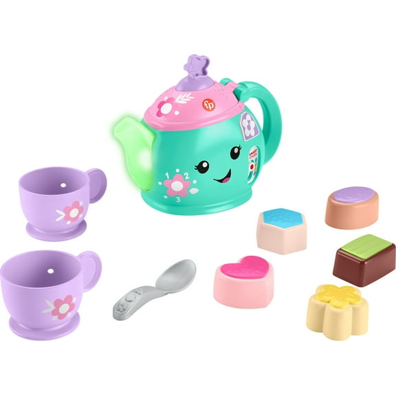 Fisher-Price Laugh & Learn Time for Tea Set, Interactive Toddler Learning Toy, 9 Pieces