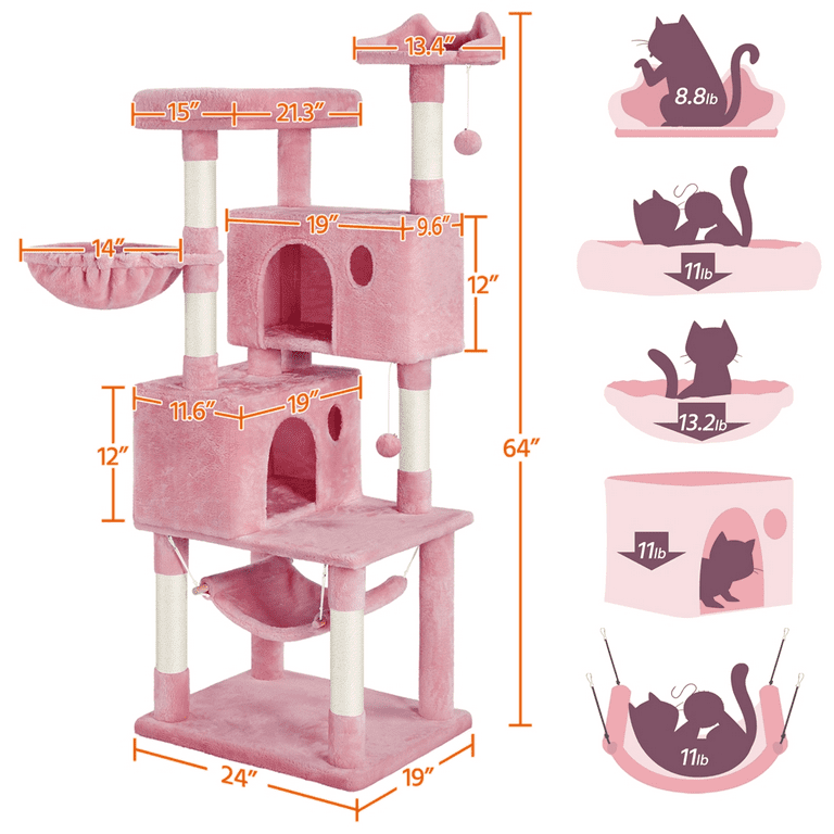 Easyfashion 64 Multi level Cat Tree Cat Tower with Condos and