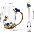 thumbnail image 3 of STP GOODS Graceful Bloom Enamel Glass Mug with Spoon in Gift Box 11.8 fl oz (350 ml) Floral Cup with Teaspoon Coffee and Tea Mug, Blue Clear, 3 of 6