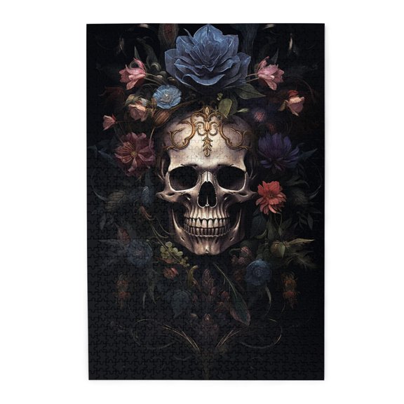 1000 PCS Flower Skull 1000 Pcs Wooden Jigsaw Puzzles,Challenging Brain Exercise,Ideal For Relaxation And Family Fun,Modern Art Skull Adults Puzzle,Relieve Stress And Enjoy The Fun Of Solving Puzzles
