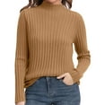 thumbnail image 1 of ManxiVoo Women's Ribbed Knit Turtleneck Sweater Long Sleeve Pullover Basic Top for Fall 2025 Versatile Layering Piece L Size Coffee, 1 of 6