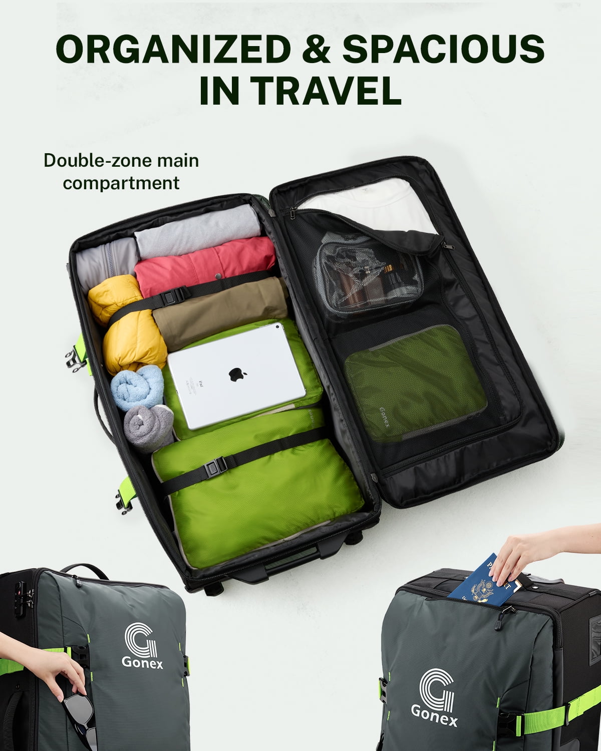 Gonex 30-Inch Large Rolling Duffel Bag with Wheels, Water Repellent Lightweight Wheeled Travel Duffle Luggage with TSA Lock & Telescopic Handle