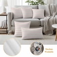 thumbnail image 6 of Pack of 2 Outdoor Pillow Covers 24x24 Inch Waterproof Pink Striped Throw Pillow Covers,Decorative Couch Pillow Case Sham Rustic Pink Stripe Modern Art Beige Patio Garden Pillowcases Cushion Covers, 6 of 8