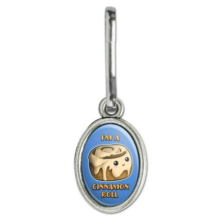 I'm A Cinnamon Roll Kawaii Antiqued Oval Charm Clothes Purse Suitcase Backpack Zipper Pull Aid
