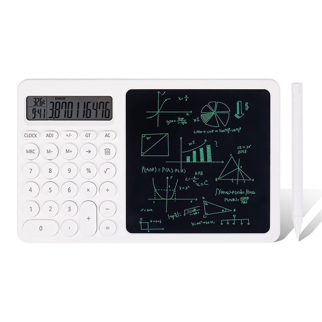 Calculadora de escritorio WEIHJMXG con panel de escritura LCD 2 en 1 blanco