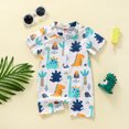 thumbnail image 2 of Boy Clothes Cotton Short Sleeve Button Up Jumpsuit Soft Comfortable Baseball Sports Baby Romper,Z6-White,18-24 Months, 2 of 4