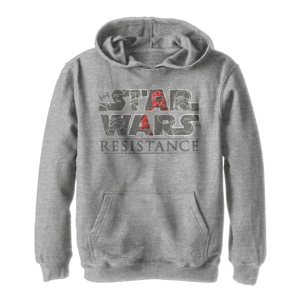 Boy's Star Wars Resistance First Order Logo  Pull Over Hoodie Athletic Heather Medium