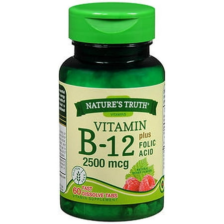 Nature's Truth Vitamine B-12 2500 mcg Acide folique, plus rapide Dissoudre Tabs arôme naturel Berry - 60 ct