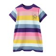 thumbnail image 1 of Felwors Robe d'Été à Col Rond pour Bébés Filles Enfants, Manches Courtes, Élégante, Décontractée, Plage, à Rayures Imprimées, Robe de Fête, 1 of 3