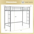 thumbnail image 3 of Giantex Metal Loft Bed Twin Size, Heavy Duty Loft Bed Frame, Space-Saving Bed w/Guardrail, Silver, 3 of 8
