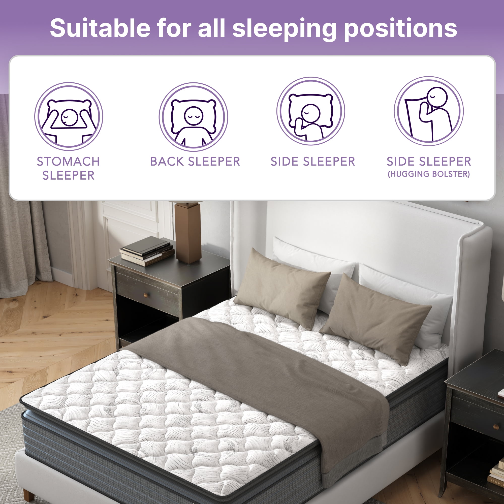 NapQueen Isabella 14'', Full Hybrid Pillow Top Mattress, Fiberglass-Free, Adult
