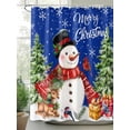 thumbnail image 2 of Christmas Snowman Small Stall Shower Curtain, Waterproof Shower Curtains for Bathroom, Blue Xmas Tree Elk Gifts Snowflake Washable Fabric Cloth Bath Curtain for Bathtub with Hooks 36x72 Inches, 2 of 6