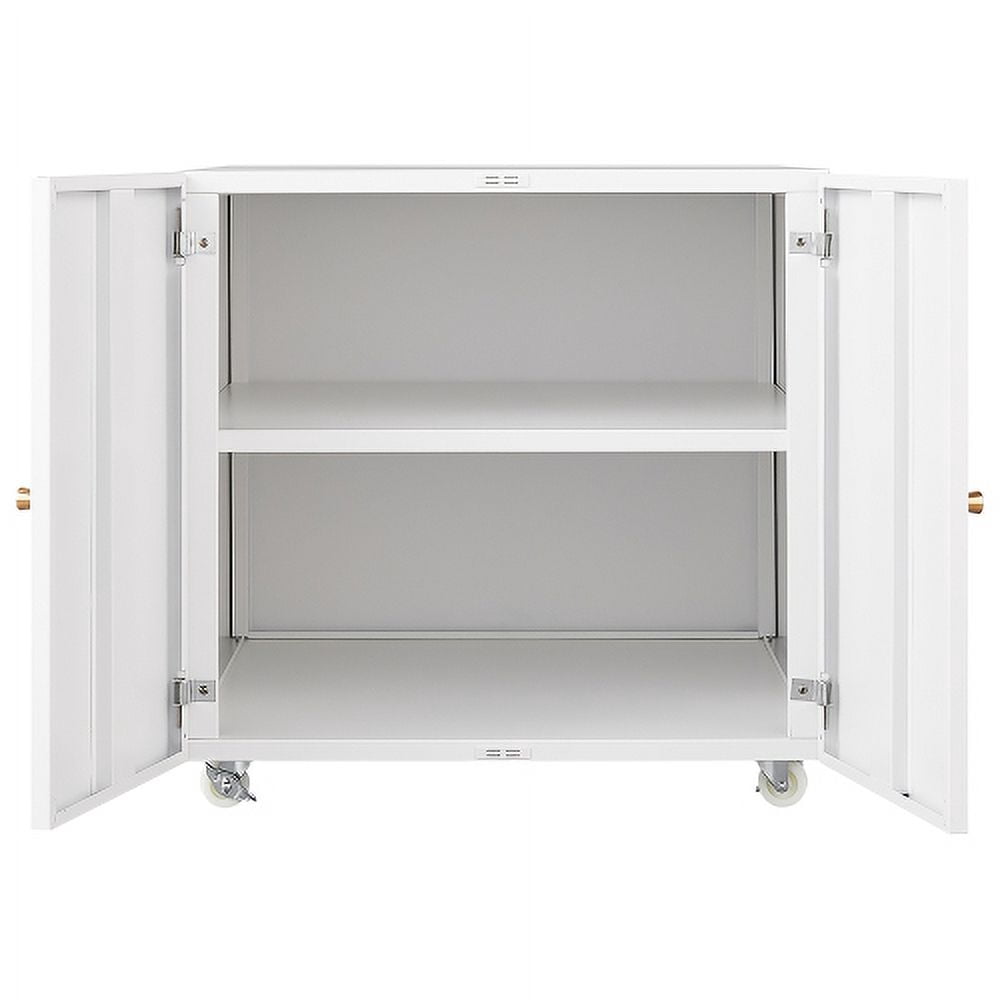 Mobile file cabinet with 4 wheels, Metal Printer Stand with Storage Mobile Printer Tables for Small Spaces with Door Adjustable Shelf File Cabinet on Wheels for Home Office (White)