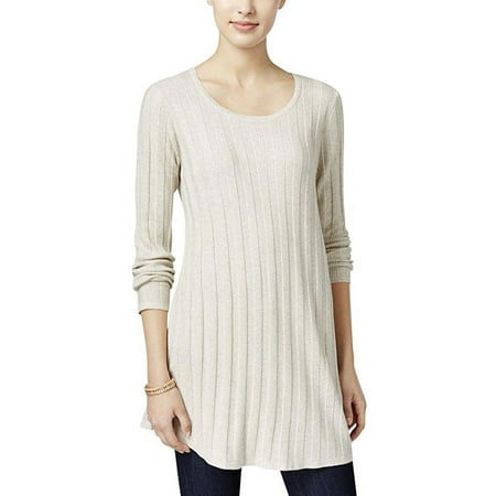 Style & Co Petite Ribbed Sweater Tunic Warm Ivory PS