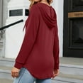 thumbnail image 4 of QUYUON Women Hoodies Shirts Drawstring Casual Button Long Sleeve Tunic Sweatshirts Solid Color Comfy Loose Lightweight Fall Sweatshirts Winter Shirts Warm Coat Sweater Outwear Wine M, 4 of 4