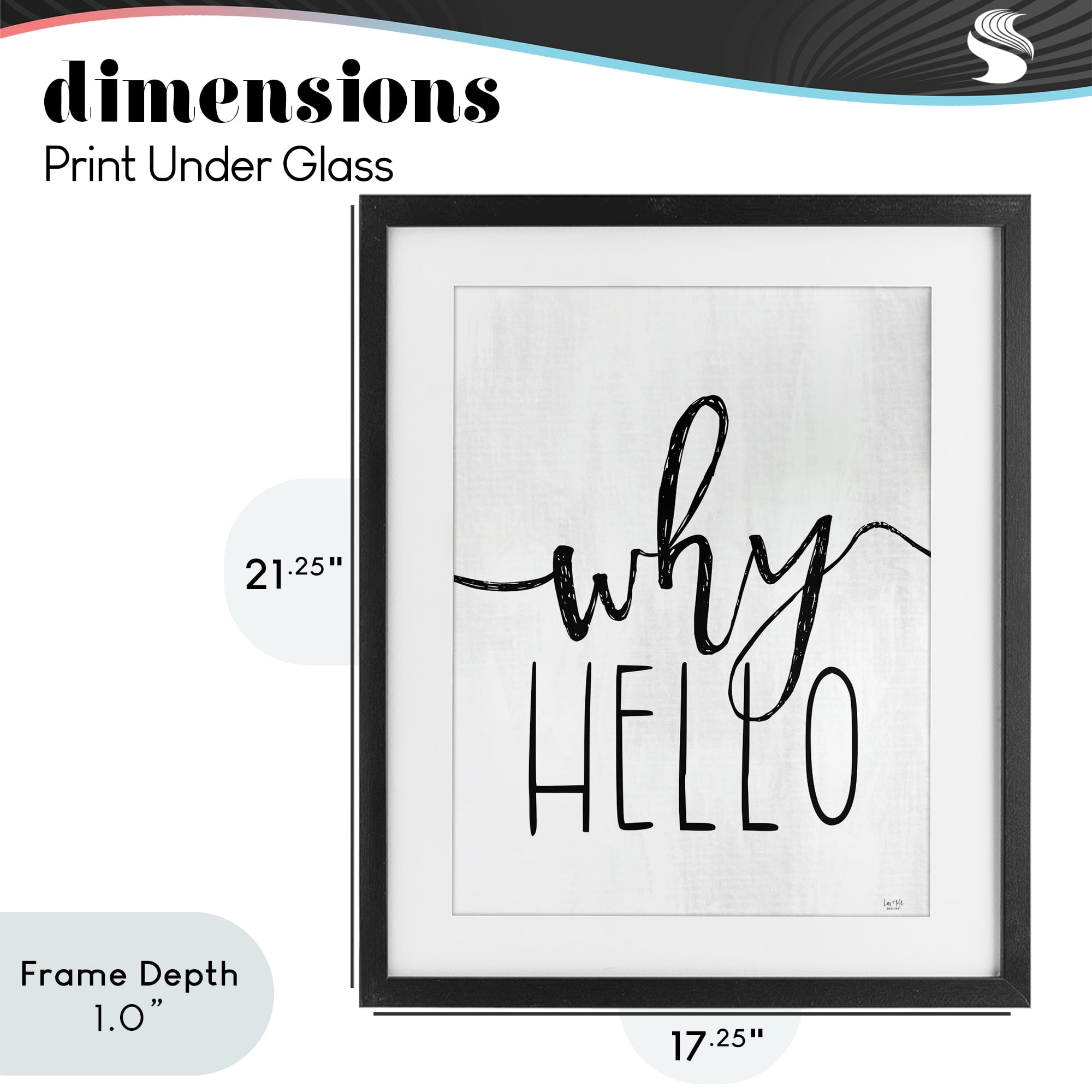 Stupell Industries Why Hello Typography Black Framed Print Under Glass, design by Lux + Me Designs
