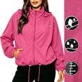 thumbnail image 6 of SuTry Women's Windbreaker Jacket Full Zipper Hooded Lightweight Water Resistant Windproof Rain Packable Outdoor Hiking Running Travel Sports Casual Activewear Coat, 6 of 9