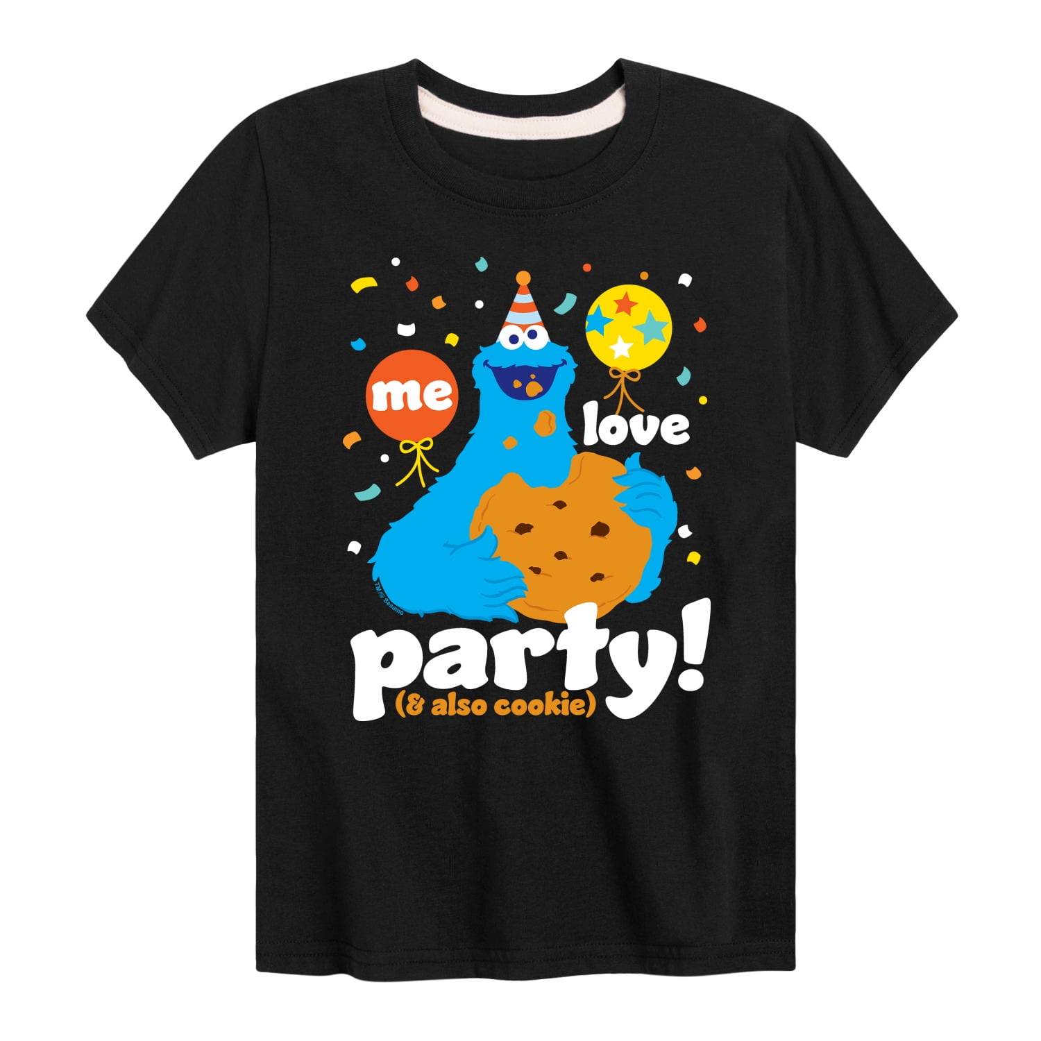 Sesame Street - Me Love Party Cookie Monster - Toddler and Youth Short Sleeve Graphic T-Shirt