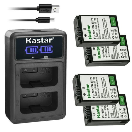 Kastar 4 Pack Battery and LCD Dual USB Charger Compatible with Nikon EN-EL25 ENEL25 EN-EL25a 4241 Battery Nikon MH-32 Charger and Nikon Z Series Nikon Z50 Z 50 Nikon Z FC Mirrorless Digital Camera