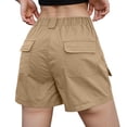 thumbnail image 4 of Difdany Cargo Shorts Women Bermuda Knee Length Long Hiking Shorts with Pockets Elastic Waist for Summer Casual Trendy Outfits Brown XXL, 4 of 4