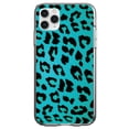 thumbnail image 1 of DistinctInk Clear Shockproof Hybrid Case for iPhone 13 Pro MAX (6.7" Screen) - TPU Bumper, Acrylic Back, Tempered Glass Screen Protector - Teal Black Leopard Skin Spots, 1 of 2