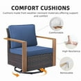 thumbnail image 5 of PARKWELL Outdoor Swivel Glider Chair Set of 4, Patio Cushioned Lounge Swivel Rocker Arm Chair for Balcony Yard,Brown Wicker and Navy Cushions, 5 of 11
