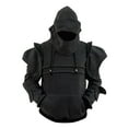 thumbnail image 3 of Dwelliawo Medieval Knight Hoodie for Men Elbow Protection Armor Halloween Party Sweatshirts Cosplay Retro Mask Long Sleeve Costumes with Kangaroo Pocket Black 3XL, 3 of 6