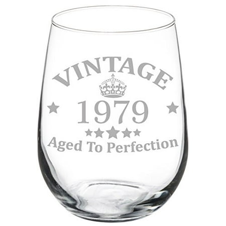 - Wine Glass Goblet 40th Birthday Vintage Aged To Perfection 1979 (17 oz Stemless)