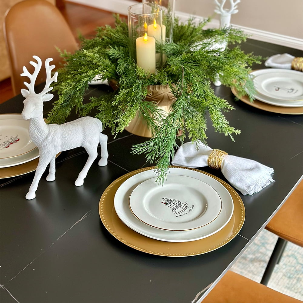 POVISON 63" Modern Dining Table for 4, Rectangular Matte Black Sintered Stone Dining Table with Bronze Carbon Steel Legs