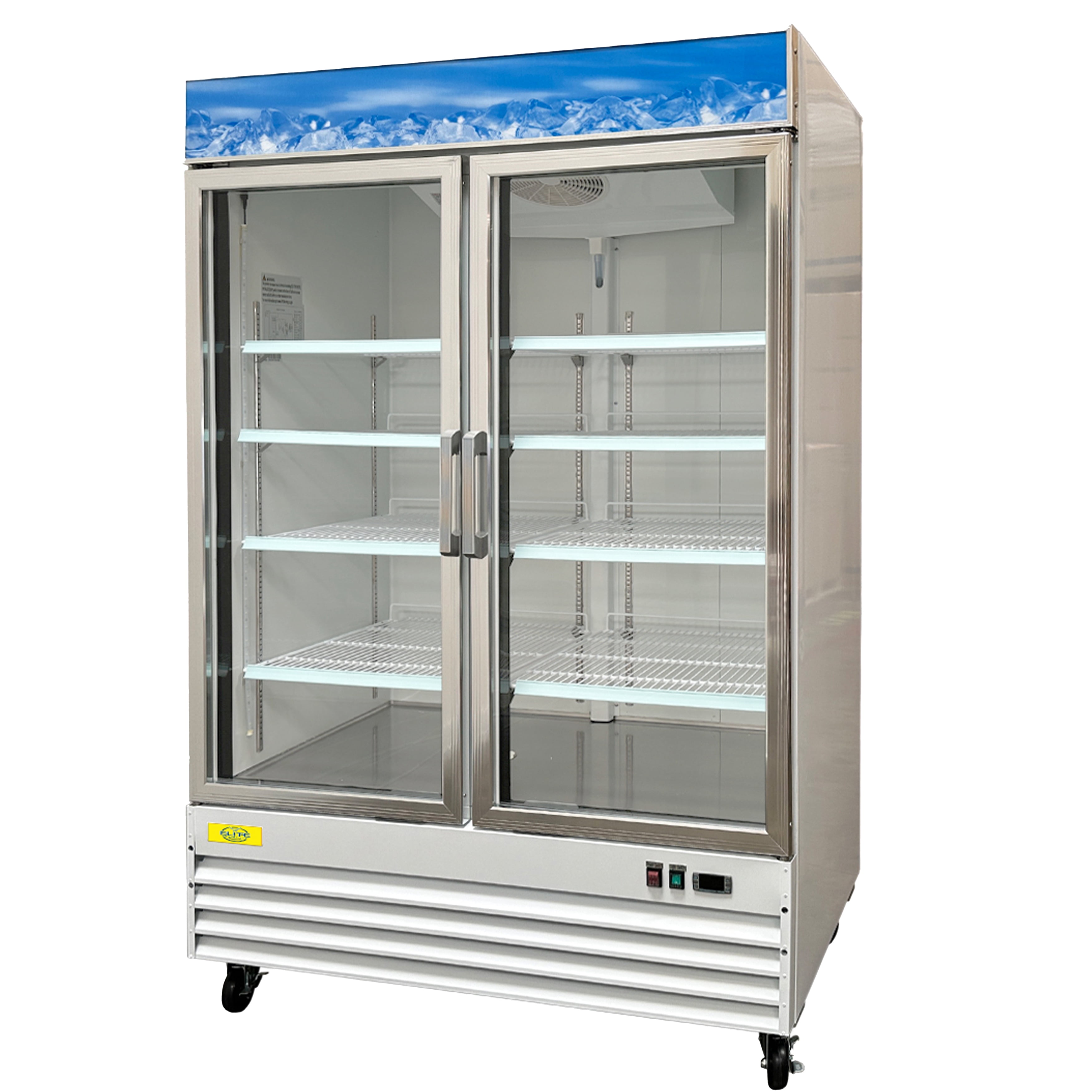 54 in. Commercial Glass Door Refrigerator 45 Cu.Ft Auto Defrost. Merchandiser Cooler Refrigerator 53.6''Wx33.7''Dx83.8''H