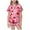 22Pink, variant on Girls Print Pajama Set, Button-Down Short Sleeve Satin Pjs, 2-Piece Cute Summer Sleepwear for Kids & Big G-irls
