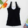 thumbnail image 4 of Xfvqtps Chirl Girls One Piece Swimsuit with Chest Cushion Sleeveless Color Block Athletic Beach Jumpsuit Bathing Suits for Girls Swimwear for 8-14 Years Black, 4 of 9