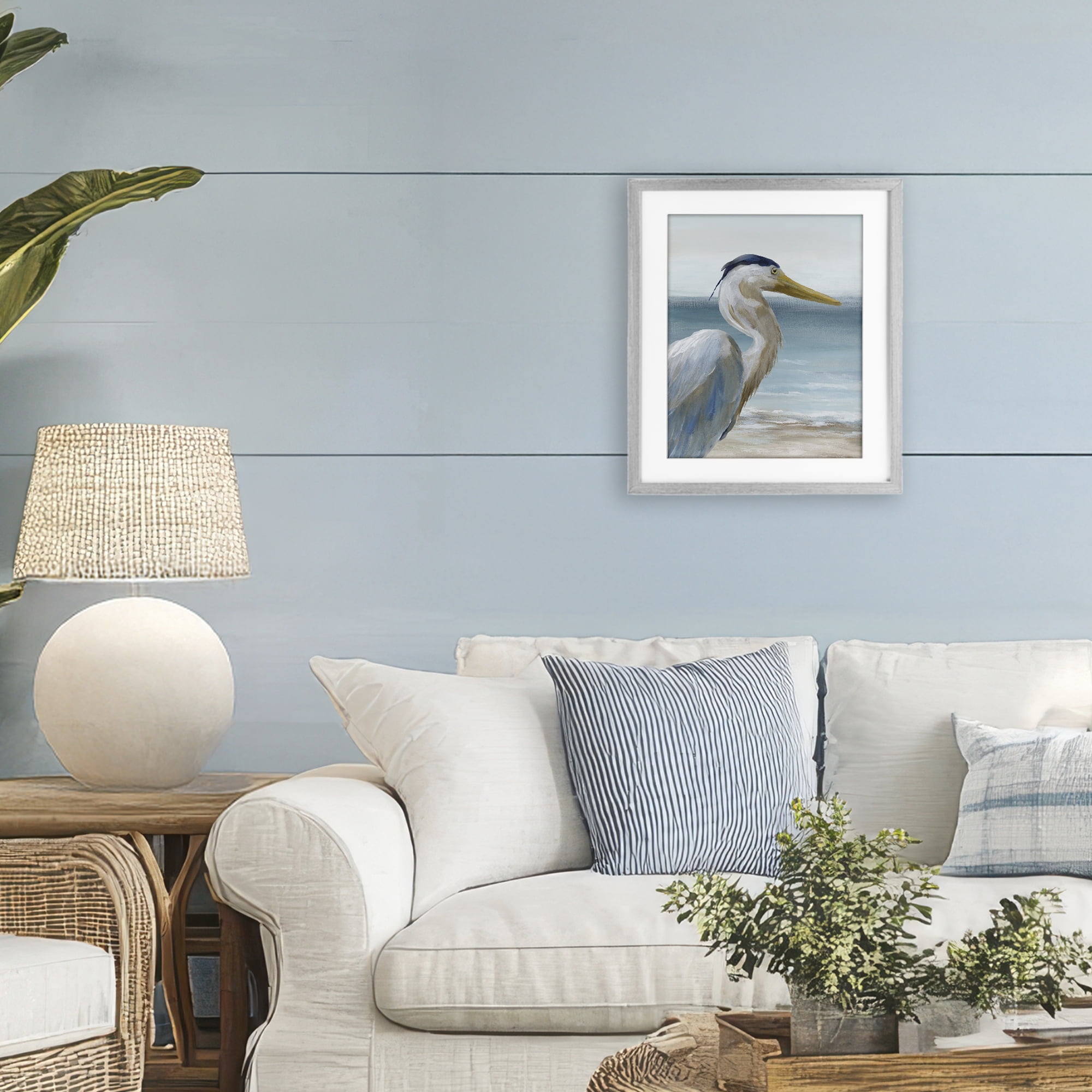 Stupell Industries Right Gazing Heron Gray Framed Print Under Glass, design by Nan