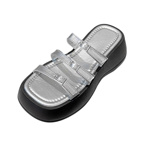 Sandalias de plataforma para mujer, zapatillas de plataforma, correas de hebilla ajustables de moda 35