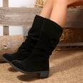 thumbnail image 6 of Women's Casual Mid Calf Boots, Plus Size Suede Round Toe Slouch Design with Breathable Lining, Trendy Boots for Daily Leisure Gift, 6 of 9