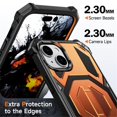 thumbnail image 5 of For iPhone 15 Case [Compatible With MagSafe], Hidden Metal Kickstand, Military-Grade Heavy Duty Case with Bumper Frame, 360° Full Body Shockproof Protection Cover,Orange,For iPhone 15, 5 of 7