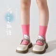 thumbnail image 5 of 5 pares de calcetines infantiles de Hello Kitty, calcetines de media pantorrilla con dibujos de gatos rosas, calcetines de algodón para niños medianos y grandes, 5 of 5
