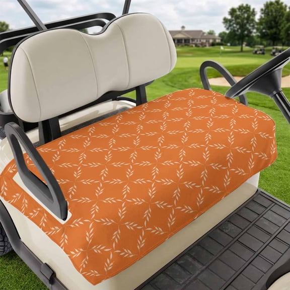Golf Cart Seat Covers for 2 Seater,Orange Morocco Microfiber Cart Seat Towel Blanket,Geometric Leaf Diamond Lattice Abstract Absorbent Breathable NonSlip Bench Seats Protector for Golf Course 51"x31"
