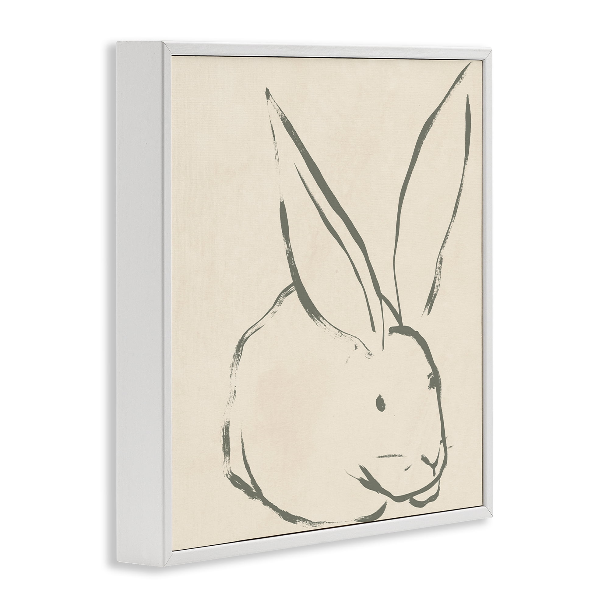 Stupell Industries Simple Rabbit Outline Animals & Insects Drawing White Framed Art Print Wall Art, 24 x 24