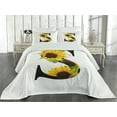thumbnail image 2 of Ambesonne Letter S Quilted Coverlet 3 Pcs, Sunflower Art Design, King Size, Yellow Green Black, 2 of 4