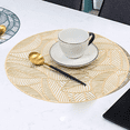 thumbnail image 4 of Juego de 6 manteles individuales redondos para mesa de comedor, manteles individuales de vinilo prensado con hojas huecas metálicas, decoración de mesa, 4 of 5