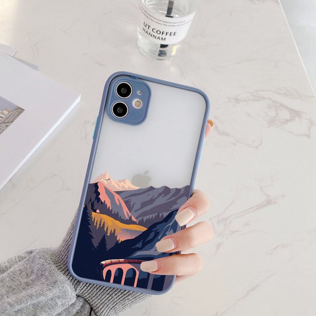 Funda de teléfono pintada a mano para iphone 12 13 14 11 pro Max X XS MAX XR 7 8 plus SE2 fundas de paisaje funda trasera suave a prueba de golpes Tan Jianjun unisex