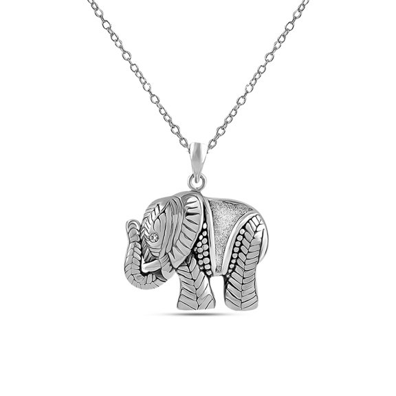LeCalla 925 Sterling Silver Elephant Charm Pendant with Chain Good Luck Necklace Gifts for Women and Teen 25MM