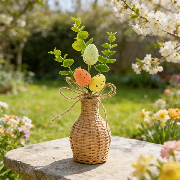 Rama de Árbol de Pascua Artificial Qazbgdl con Huevos de Espuma | Decoración de Centro de Mesa para Fiestas de Primavera | 1 Pieza de Arreglo Floral de Plástico Verde para Hacer Tú Mismo