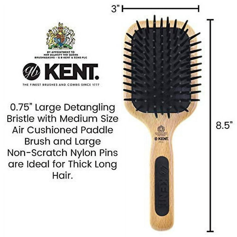 Kent Rubber Cushion Nylon Ball-Tipped Detangling Hair Brush