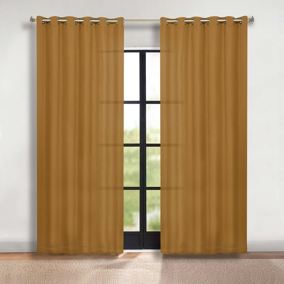 Superior Blackout Solid Light Filtering Grommet Curtain Panel Set, 70"x120", Caramel Brown