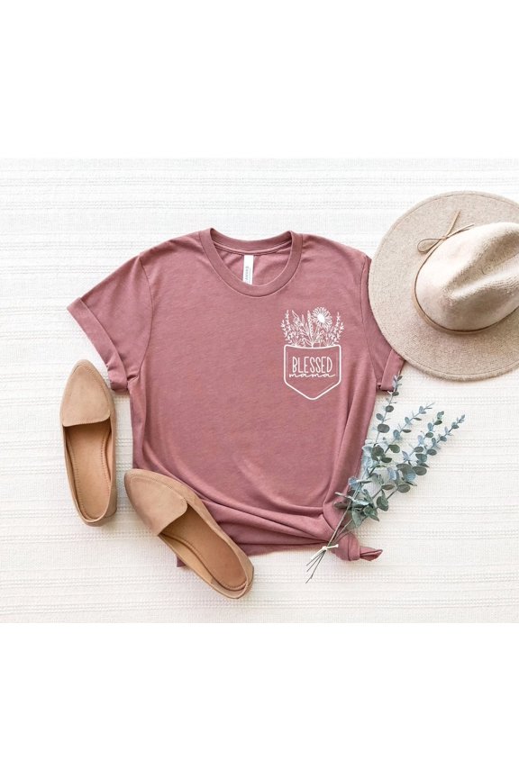 Wildflowers Pocket Blessed Mama Shirt, Blessed Mama T-Shirt, Pocket Mama Floral Tee, Cute Mama , Mom Shirts, For Mama, Mom T-Shirt All Size S-5Xl