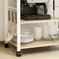 thumbnail image 4 of SogesPower 28.7" Wood Kitchen Mobile Island Cart 3-Tier with Wheels Functional Storage- Beige, 4 of 6