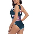 thumbnail image 4 of Pofeuu Astronaut With USA Flag Print Women's One Piece Swimsuits One Shoulder Swimwear Asymmetric Ruffle Monokinis Bathing Suits-XX-Large, 4 of 6